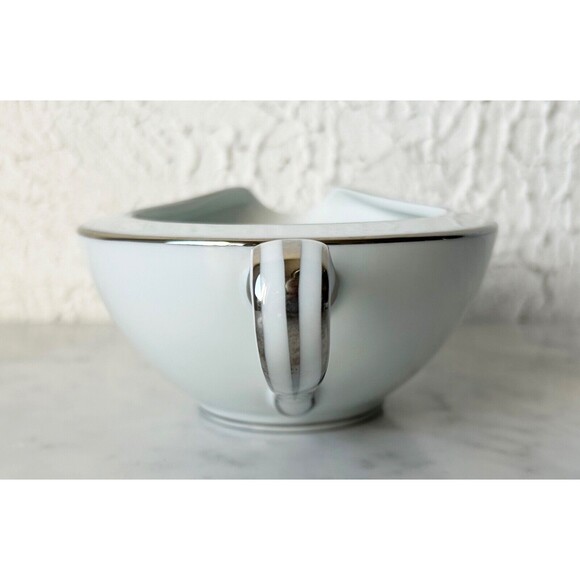 Vintage Noritake Colony China Japan Creamer White Platinum Trim - Picture 3 of 7